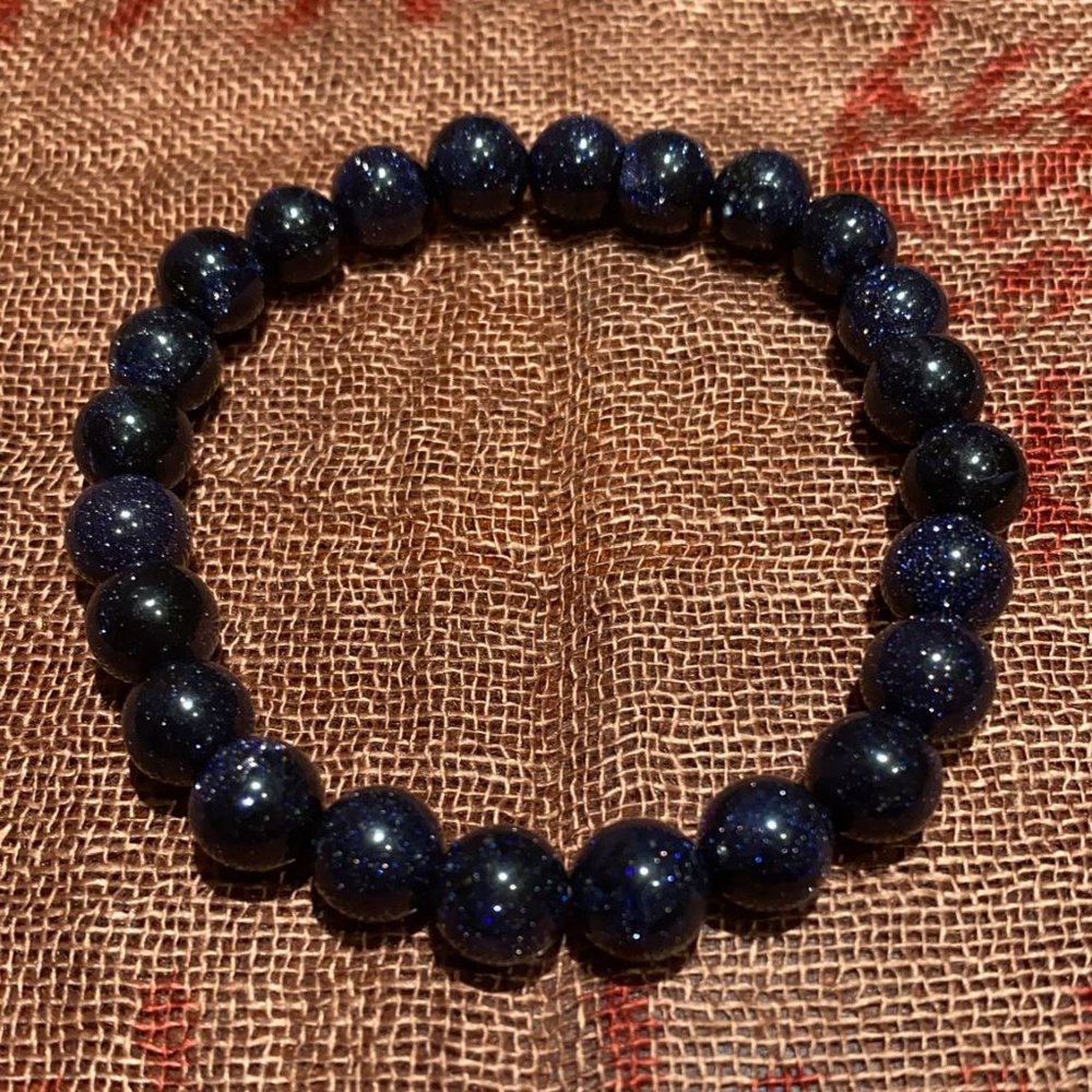 [SOLD[] 8MM Blue Sunstone Bead Bracelet